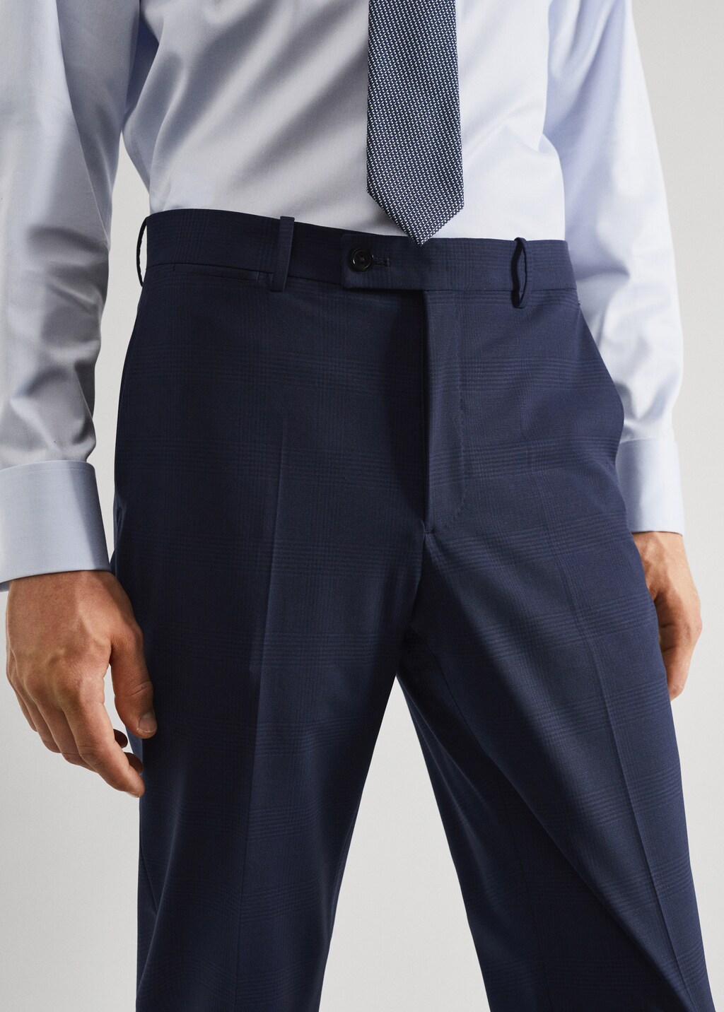 Wool slim-fit check suit trousers - Details of the article 1