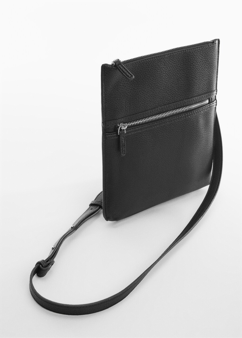 Leather effect zippered shoulder bag - Medium plane