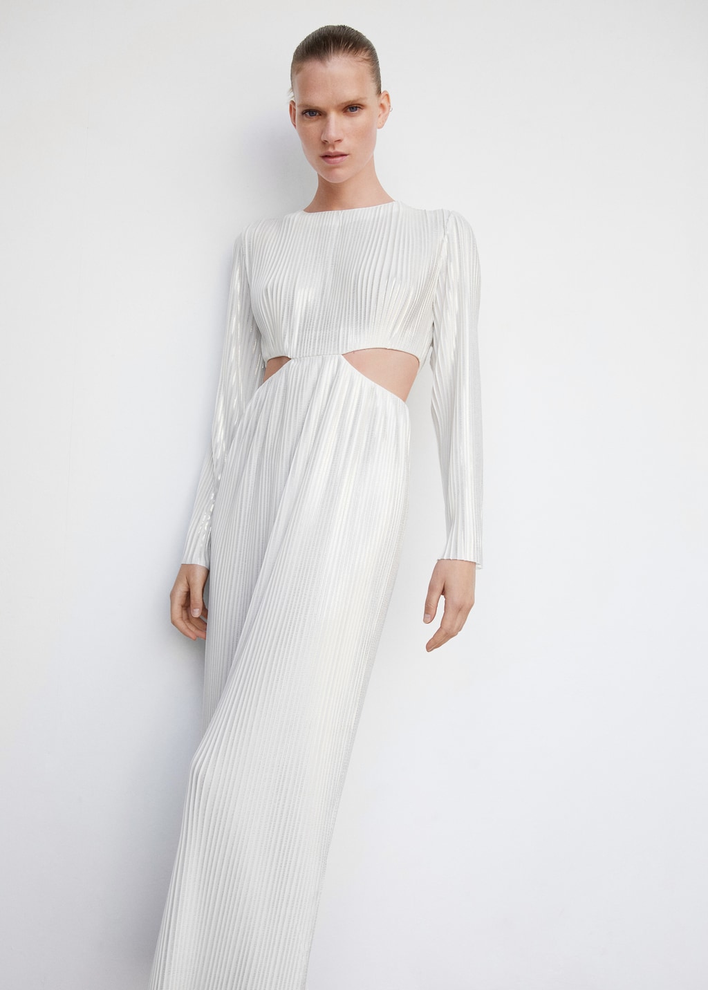 Pleated dress with slits - Medium plane