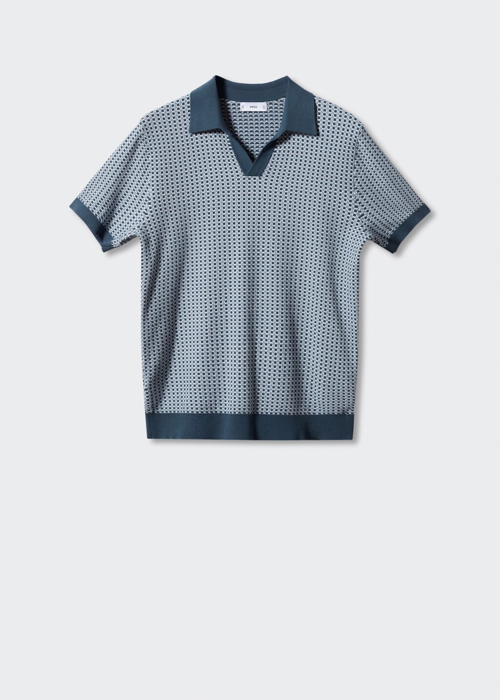 Fine-knit polo shirt with geometric structure - Article without model