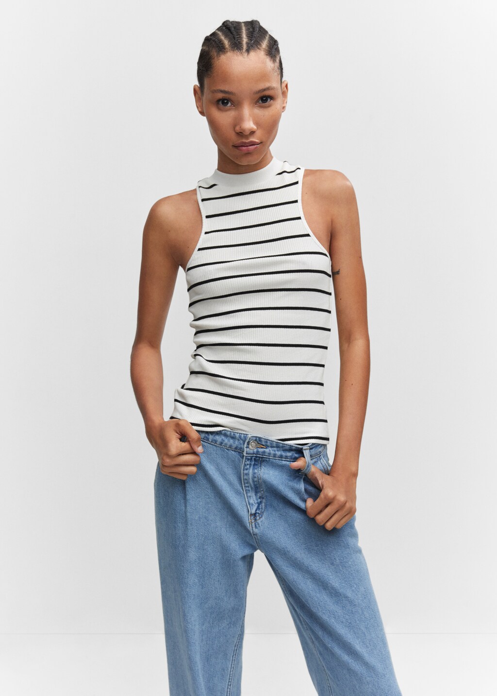 Perkins collar striped top - Medium plane