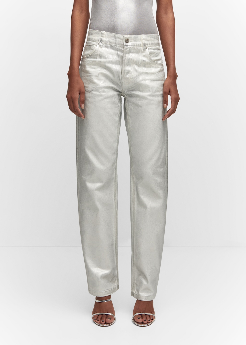 Metallic straigth-fit jeans - Middenvlak