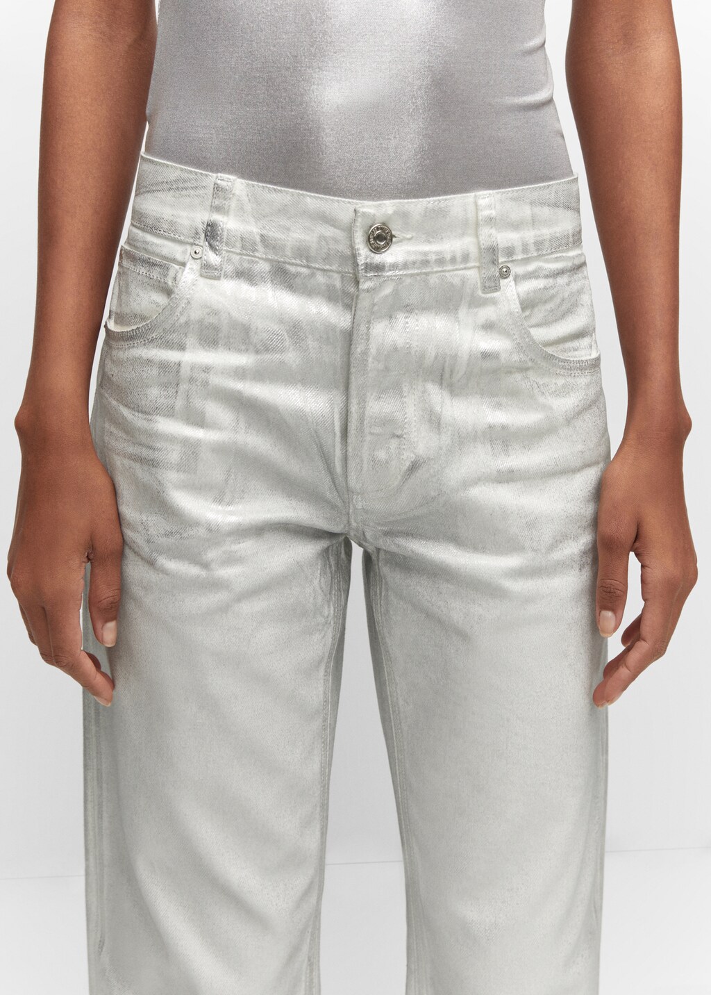 Gerade Metallic-Jeans - Detail des Artikels 6