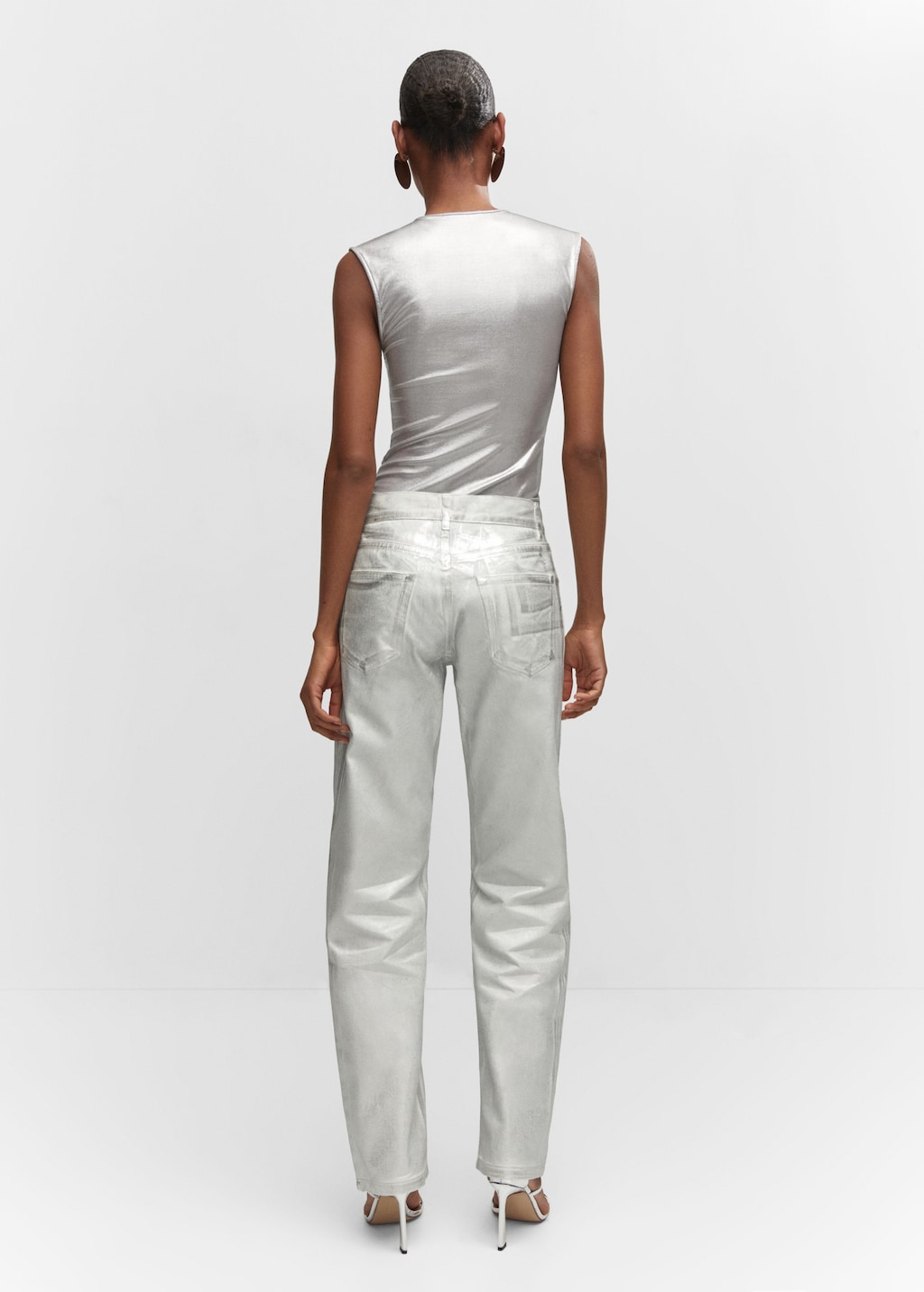 Metallic straight-leg jeans - Reverse of the article