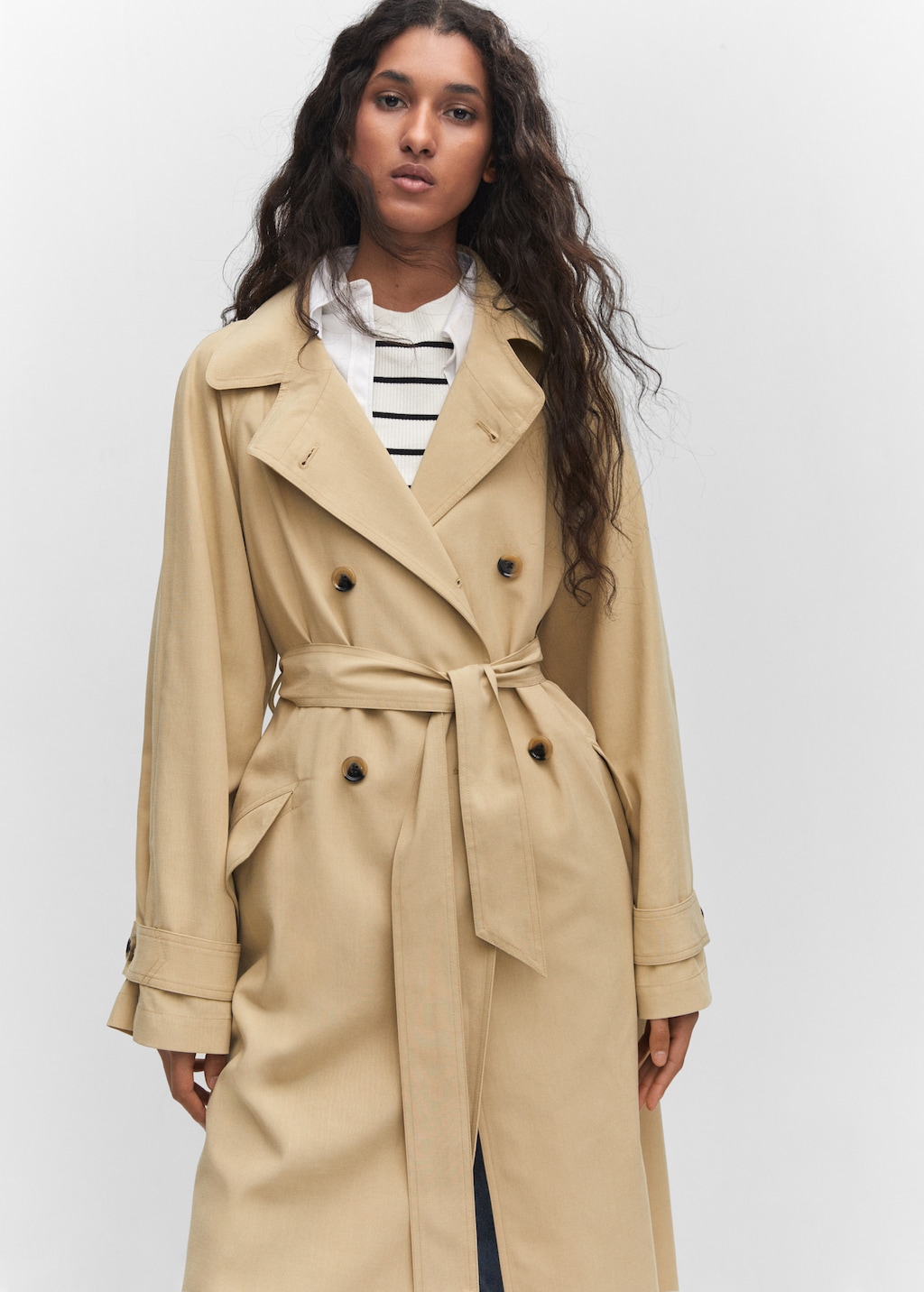 Soepelvallende tencel trenchcoat - Middenvlak