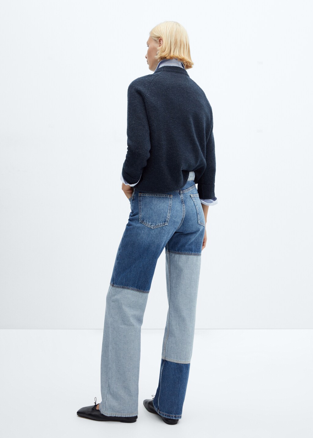 Patchwork wideleg jeans - Achterkant van het artikel