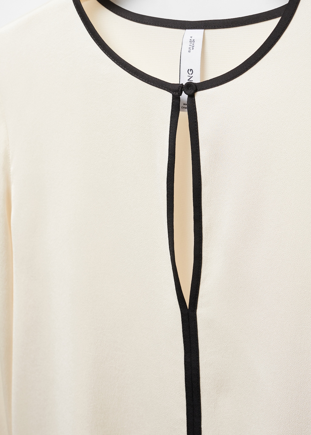 Contrast trim satin blouse - Details of the article 8