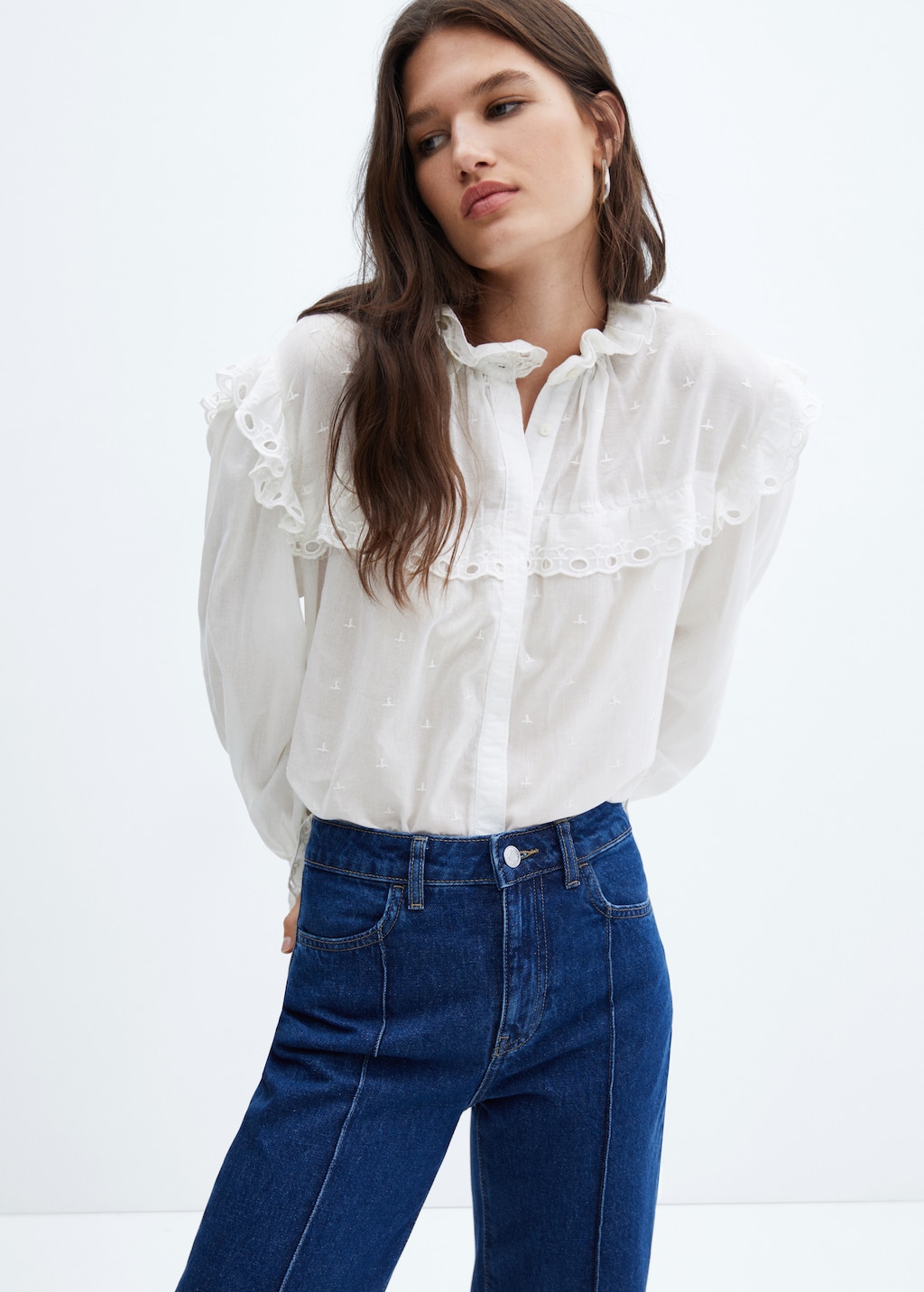 Embroidered details blouse - Woman | MANGO OUTLET USA