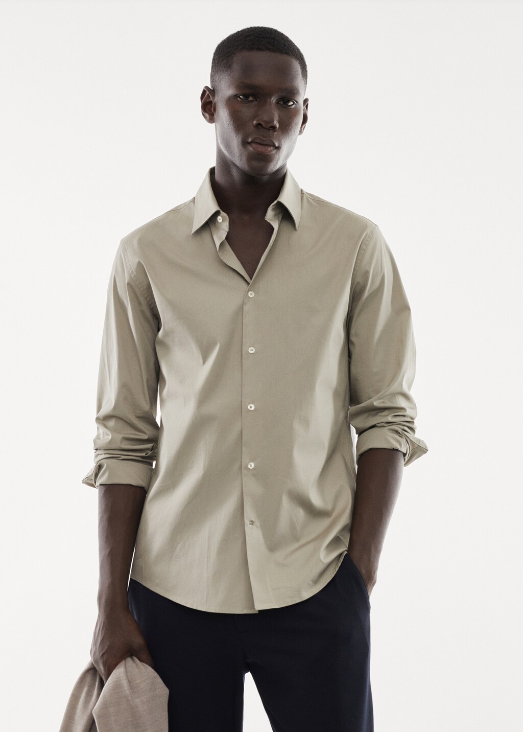 Slim fit stretch cotton shirt - Medium plane