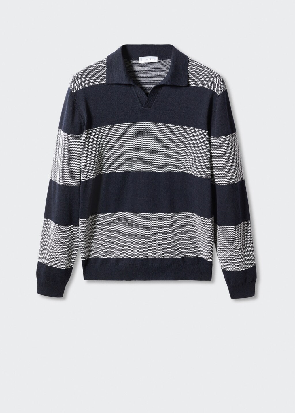 Striped fine-knit polo shirt - Article without model