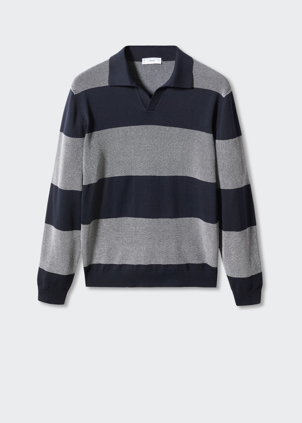 Striped fine-knit polo shirt - Article without model