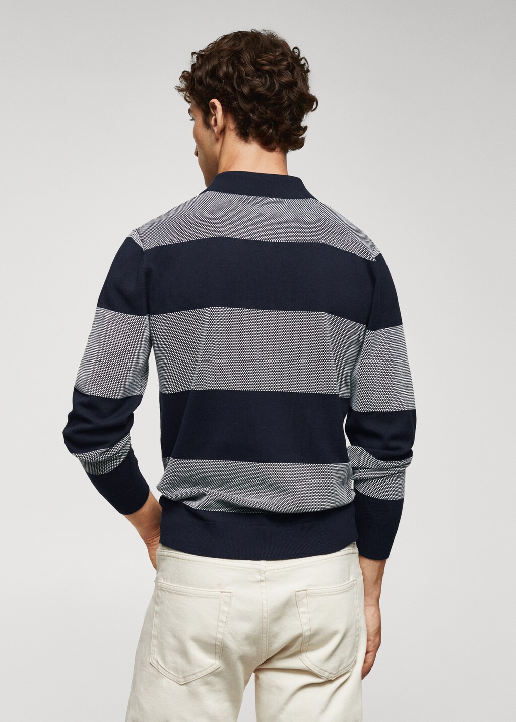 Striped fine-knit polo shirt - Reverse of the article