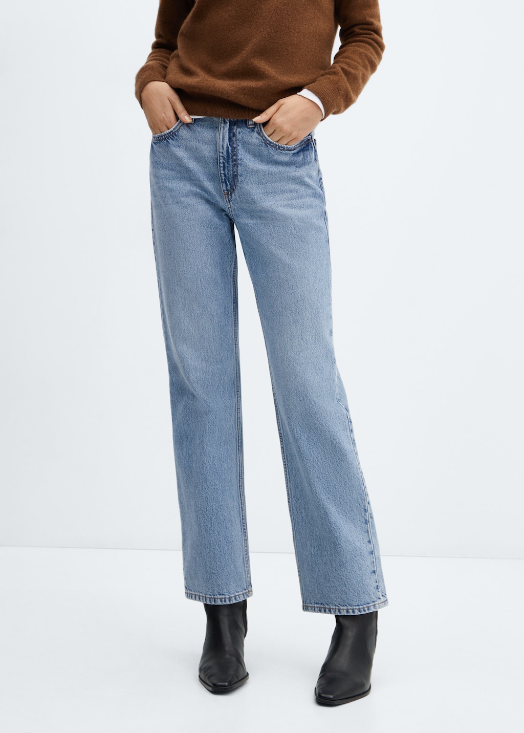 Rechte mid-rise jeans - Middenvlak