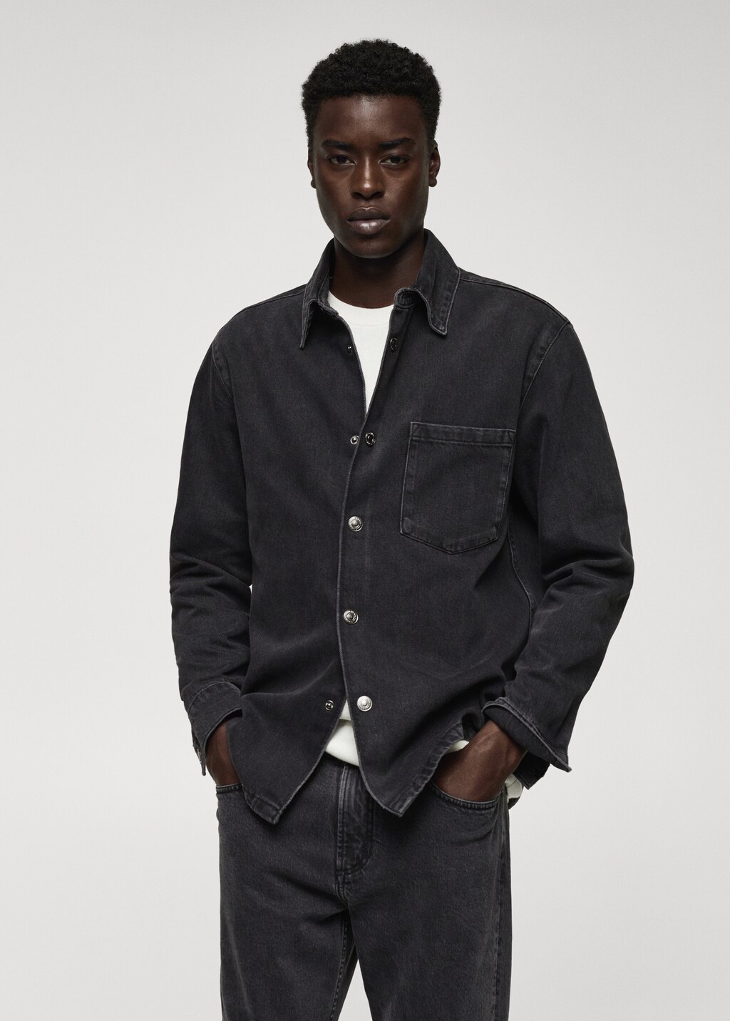 Pocket denim overshirt - Medium plane