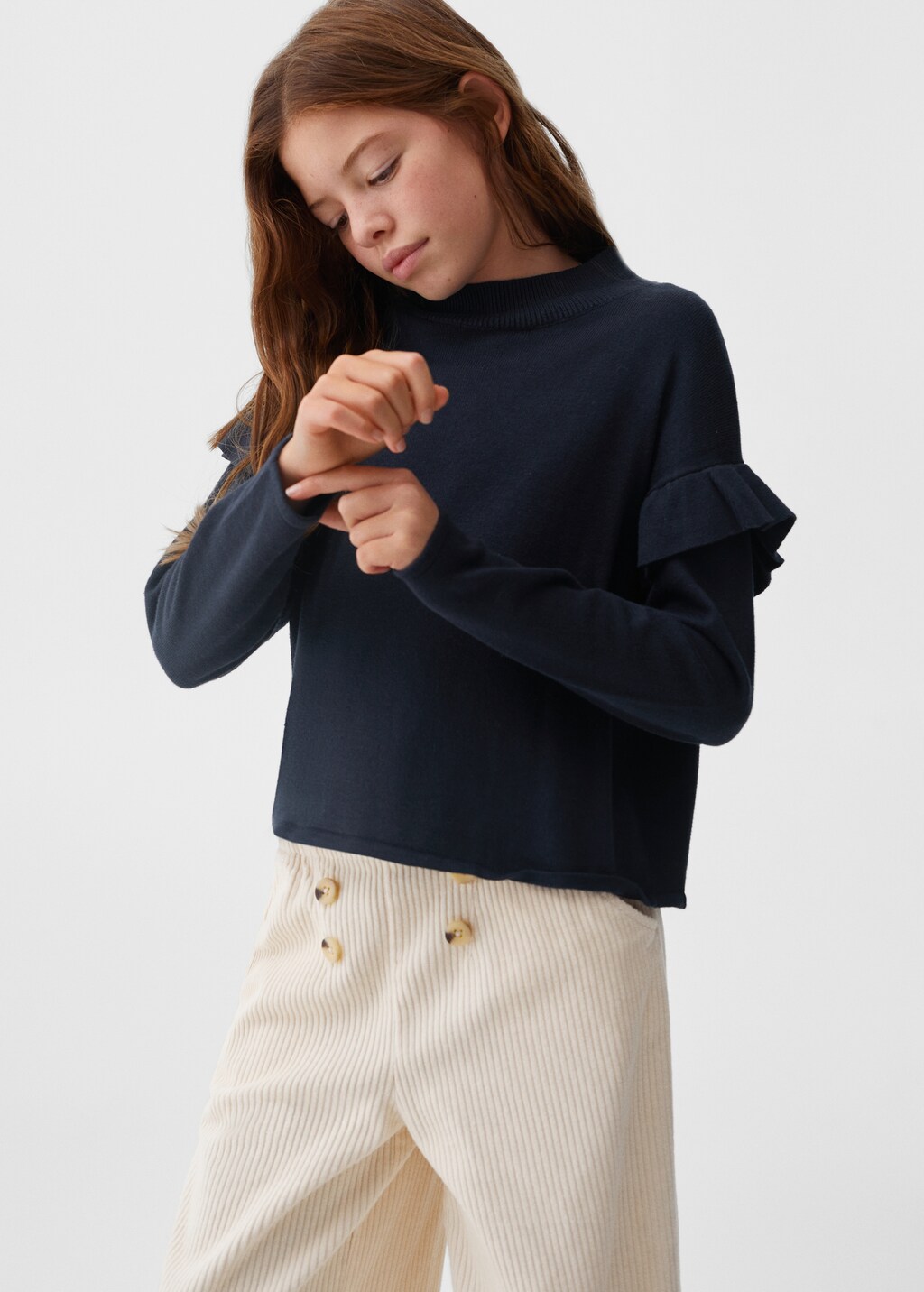 Ruffled detail sweater - Medium plane