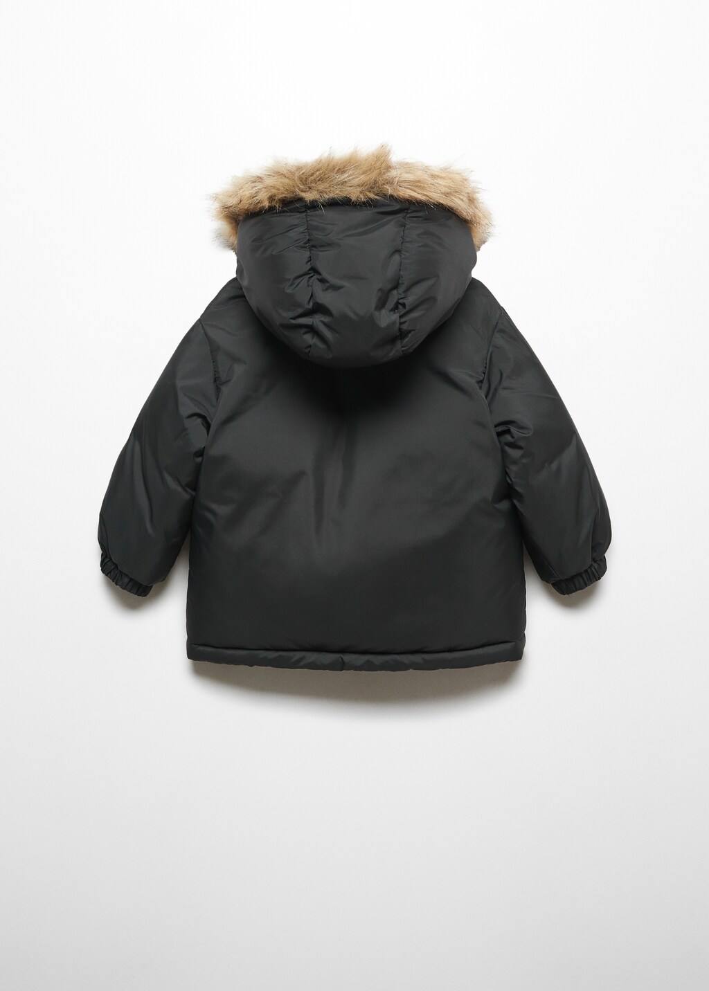 Quilted coat with fur-effect hood - Reverse of the article