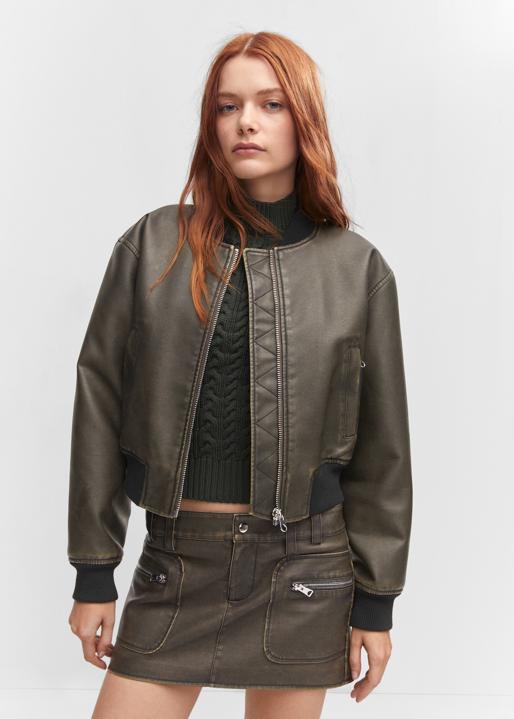 Worn-effect bomber jacket - Medium plane