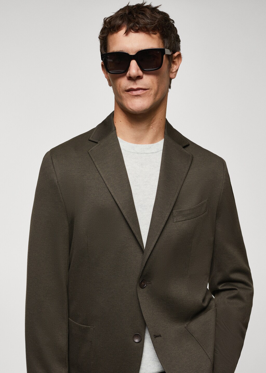 Slim fit microstructure blazer - Details of the article 1