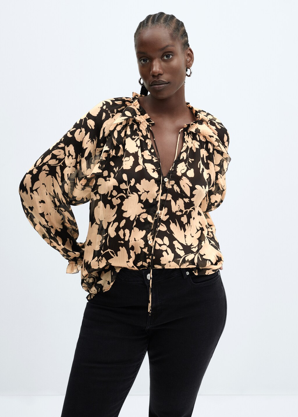 Floral-print flowy blouse - Details of the article 5