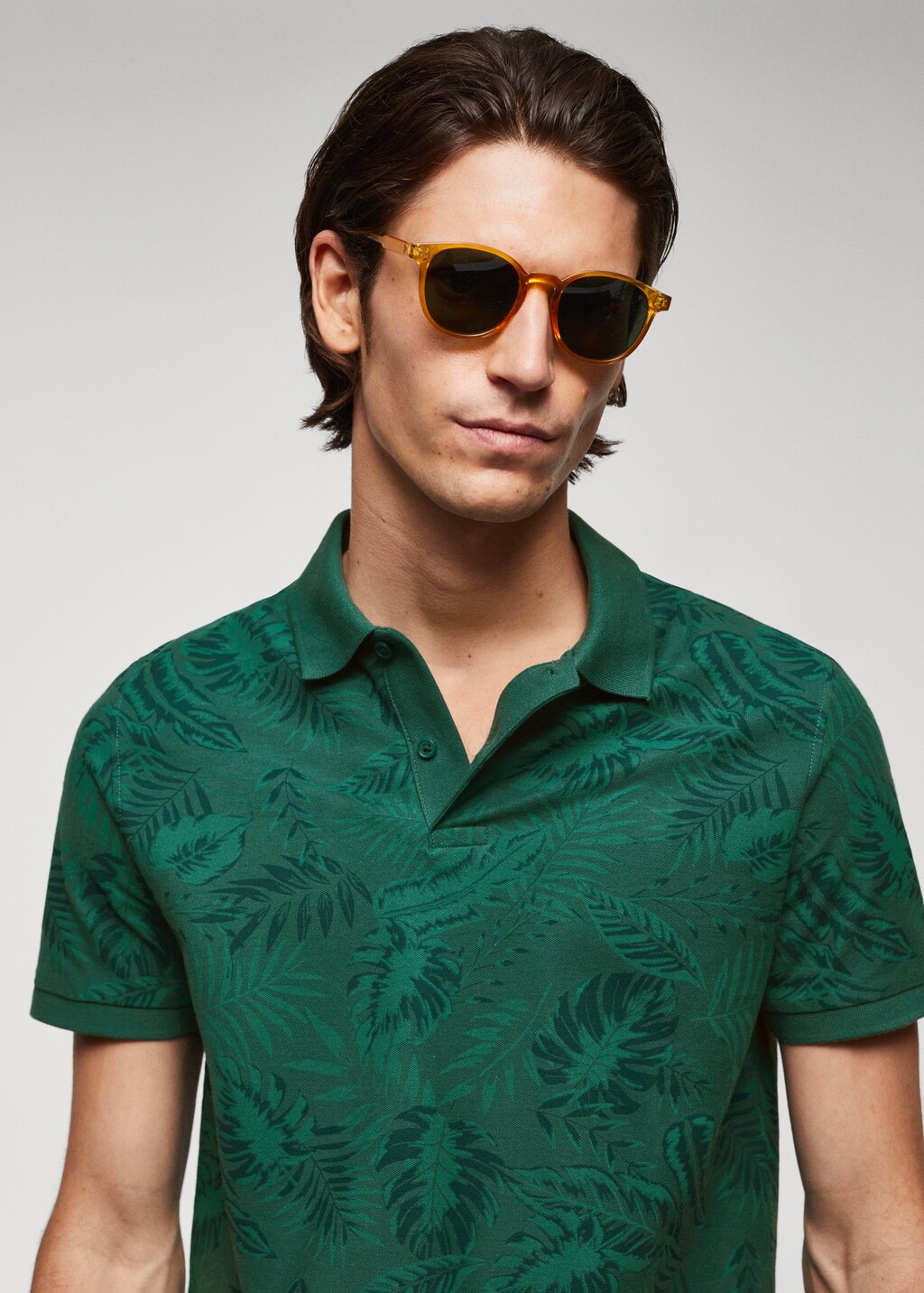 Palm print polo shirt - Details of the article 1