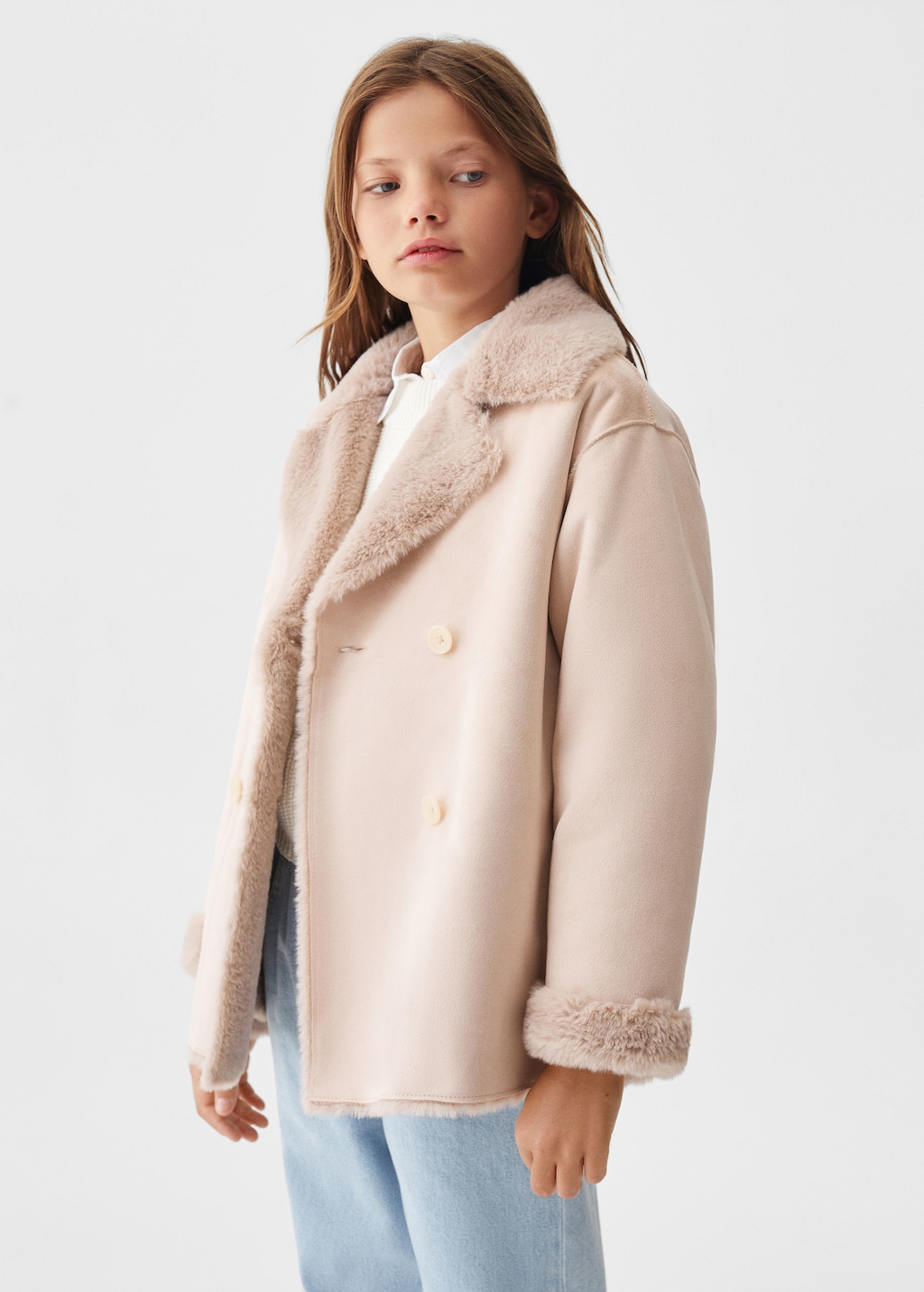 Faux shearling lined coat