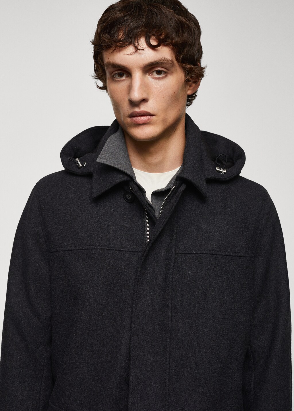 Detachable hood wool coat - Details of the article 1