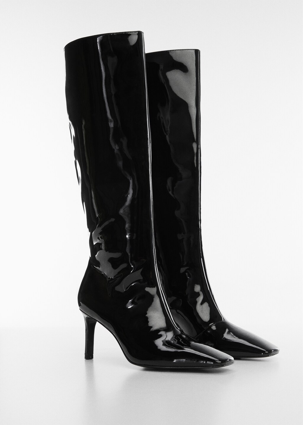 Patent leather-effect heeled boots - Medium plane