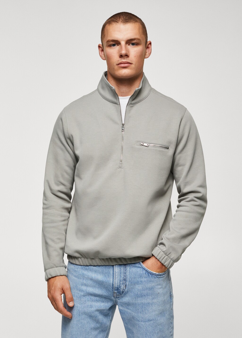 Cotton sweatshirt with zip neck - Medium plane