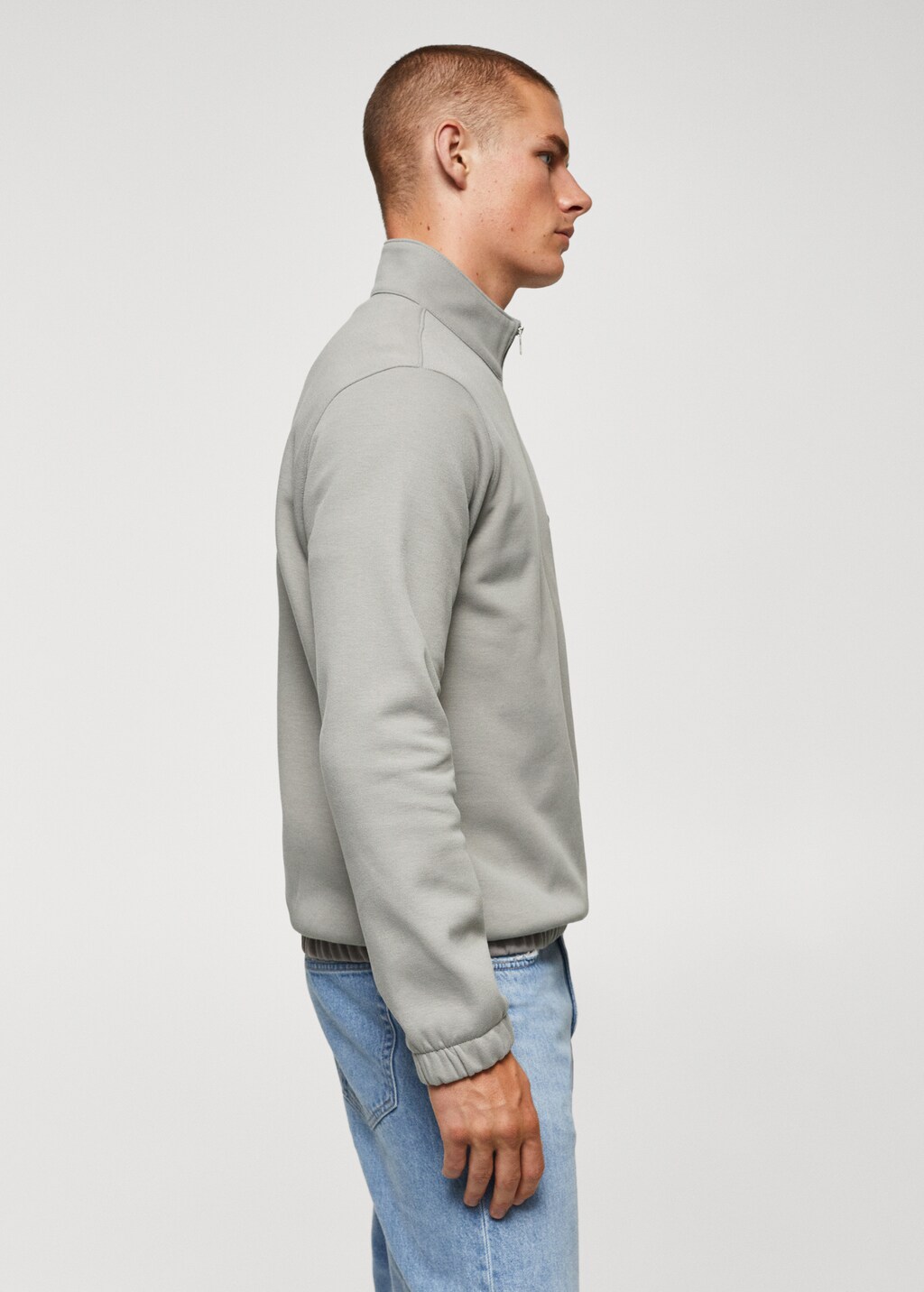 Cotton sweatshirt with zip neck - Details of the article 1