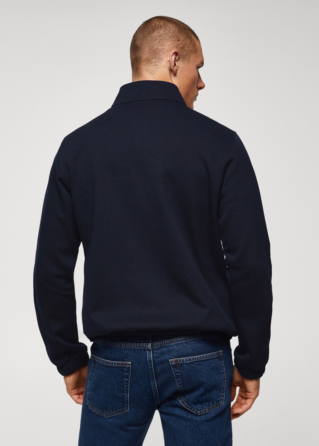 Cotton sweatshirt with zip neck - Reverse of the article