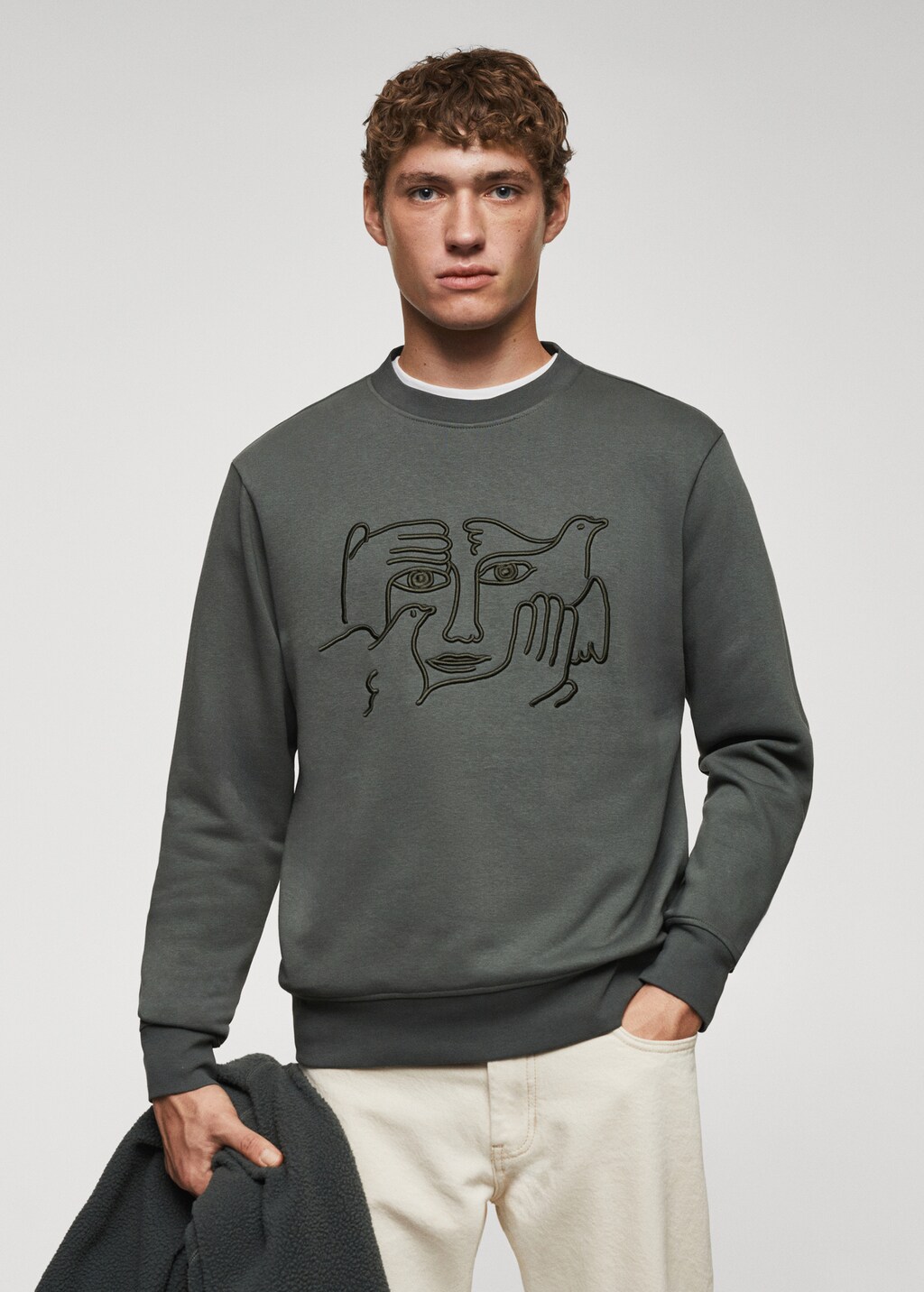 Embroidered detail cotton sweatshirt - Medium plane