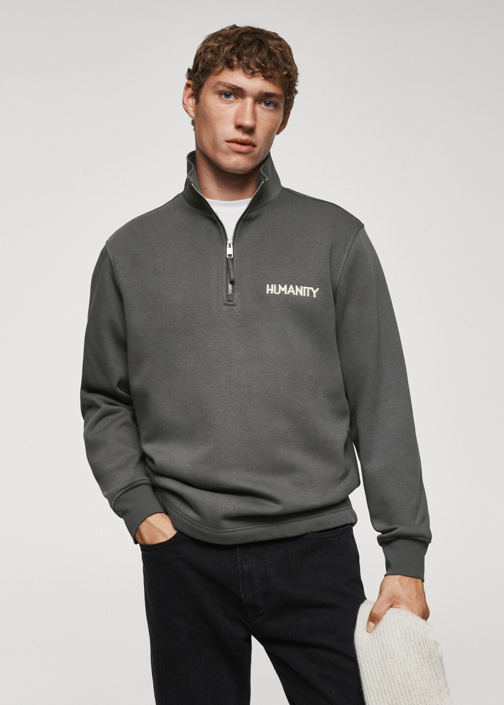 Zip embroidered sweatshirt - Medium plane