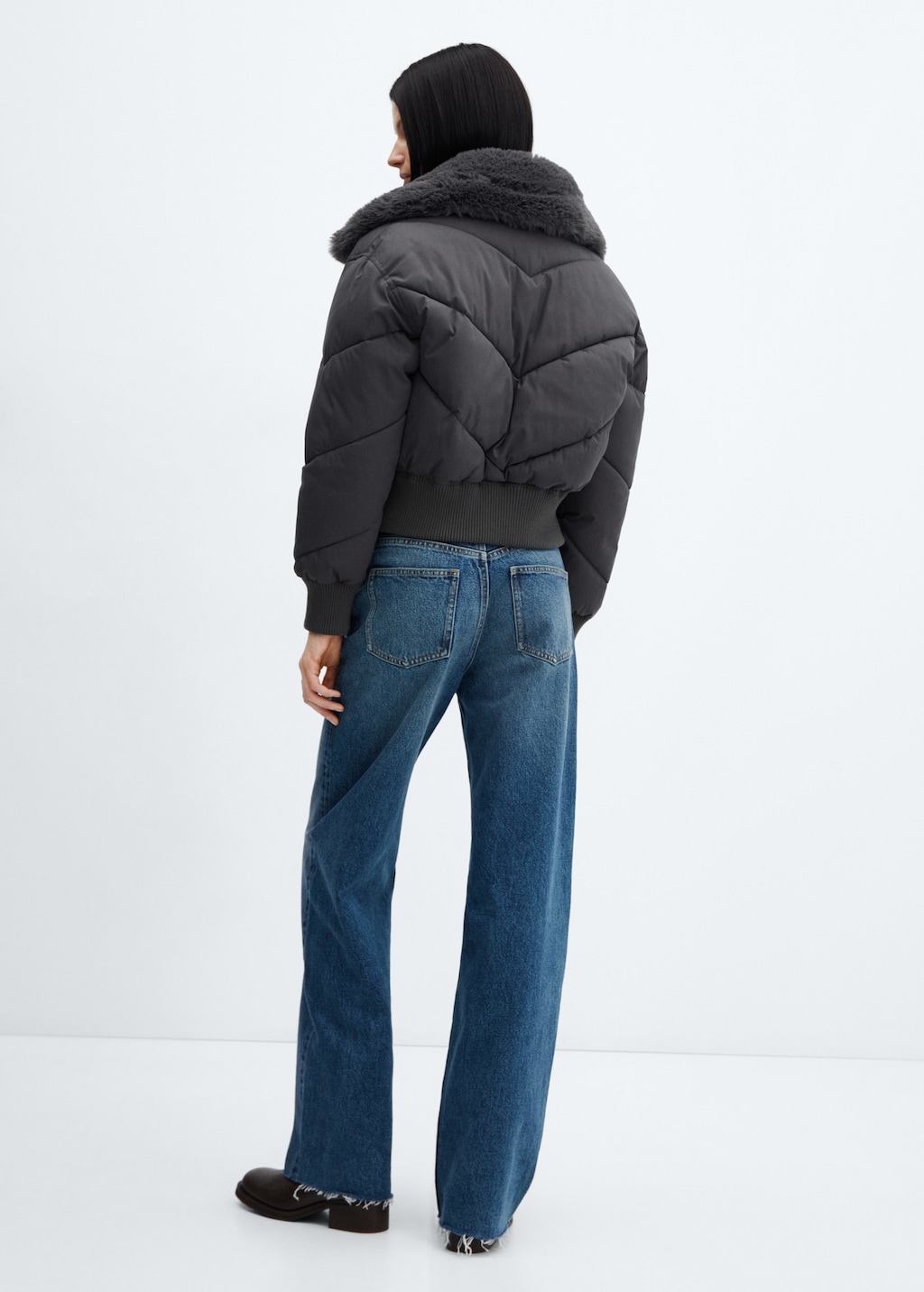 Bomber anorak with fur-effect collar - Reverse of the article