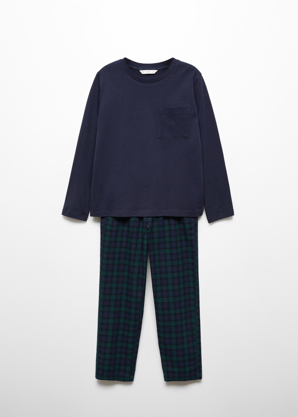 Two-piece checked long pajamas - Article without model