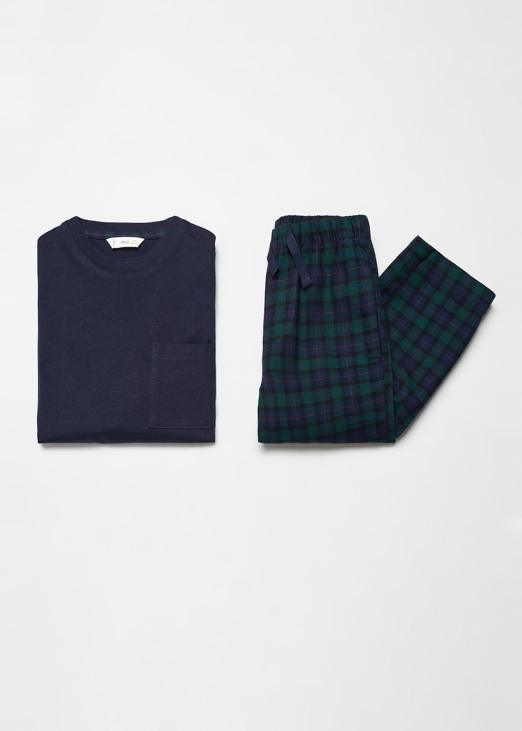 Two-piece checked long pajamas - Details of the article 8