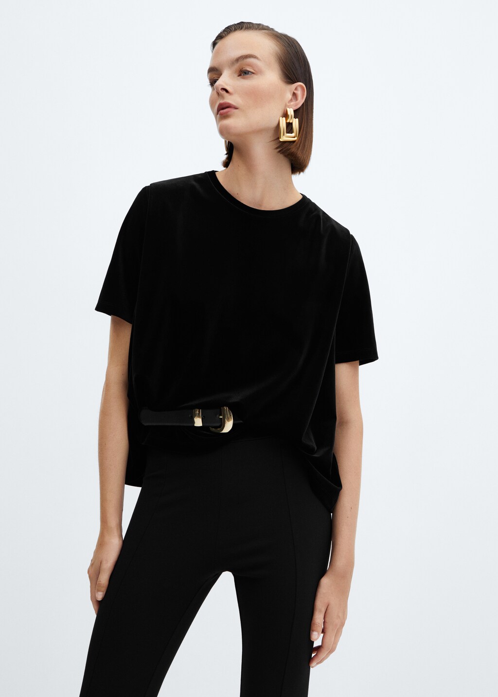 T-shirt with velvet shoulder pads  - Medium plane