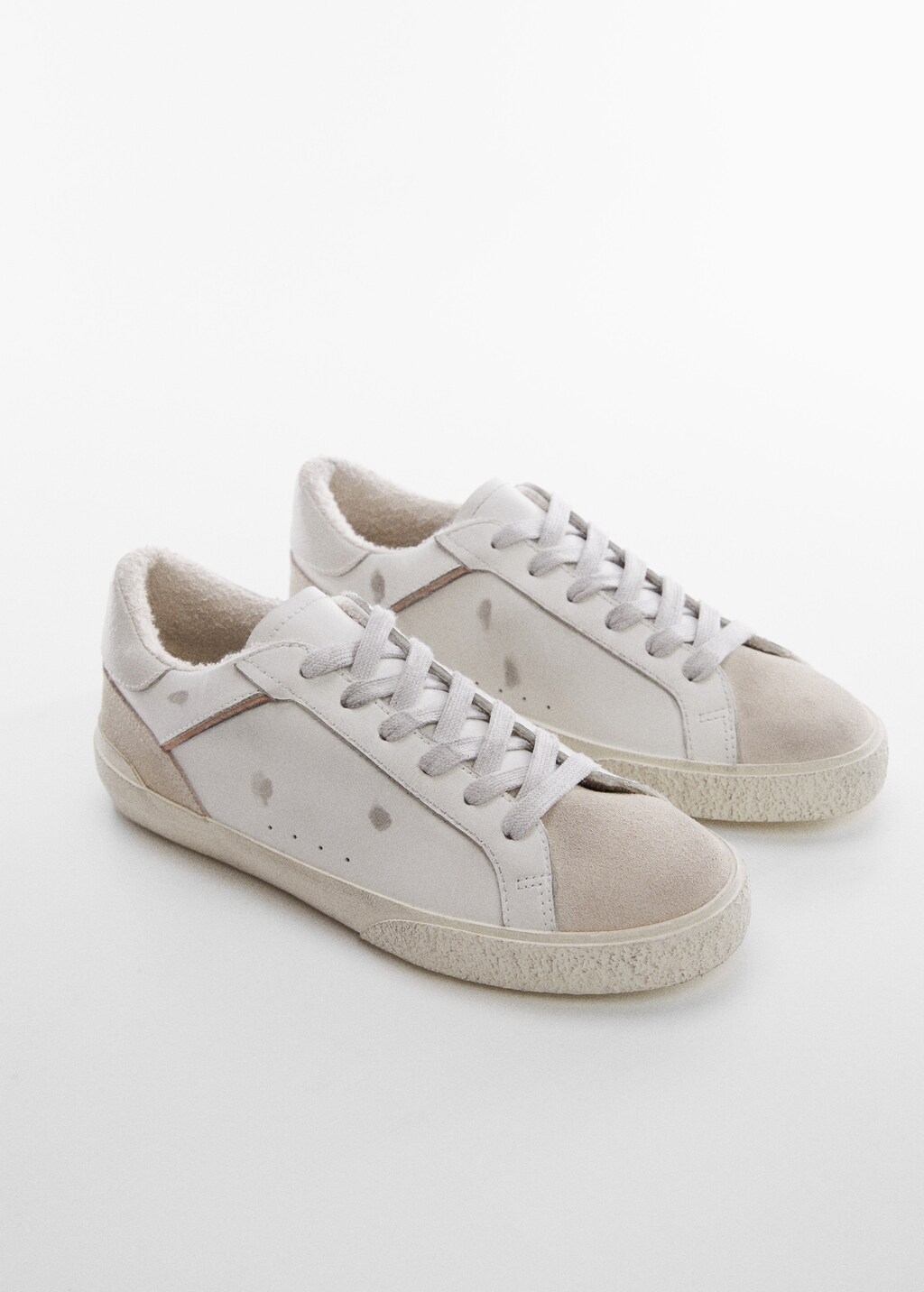 Worn-effect leather trainers - Medium plane