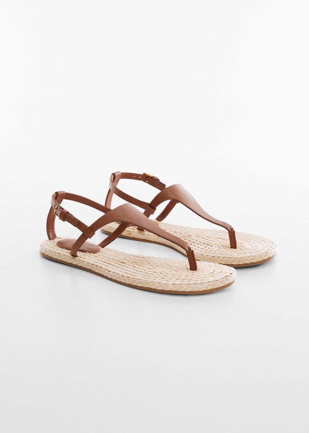 Leather sandals with straps - Medium plane