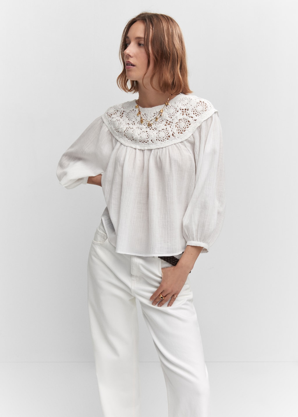 Crochet panel blouse - Medium plane