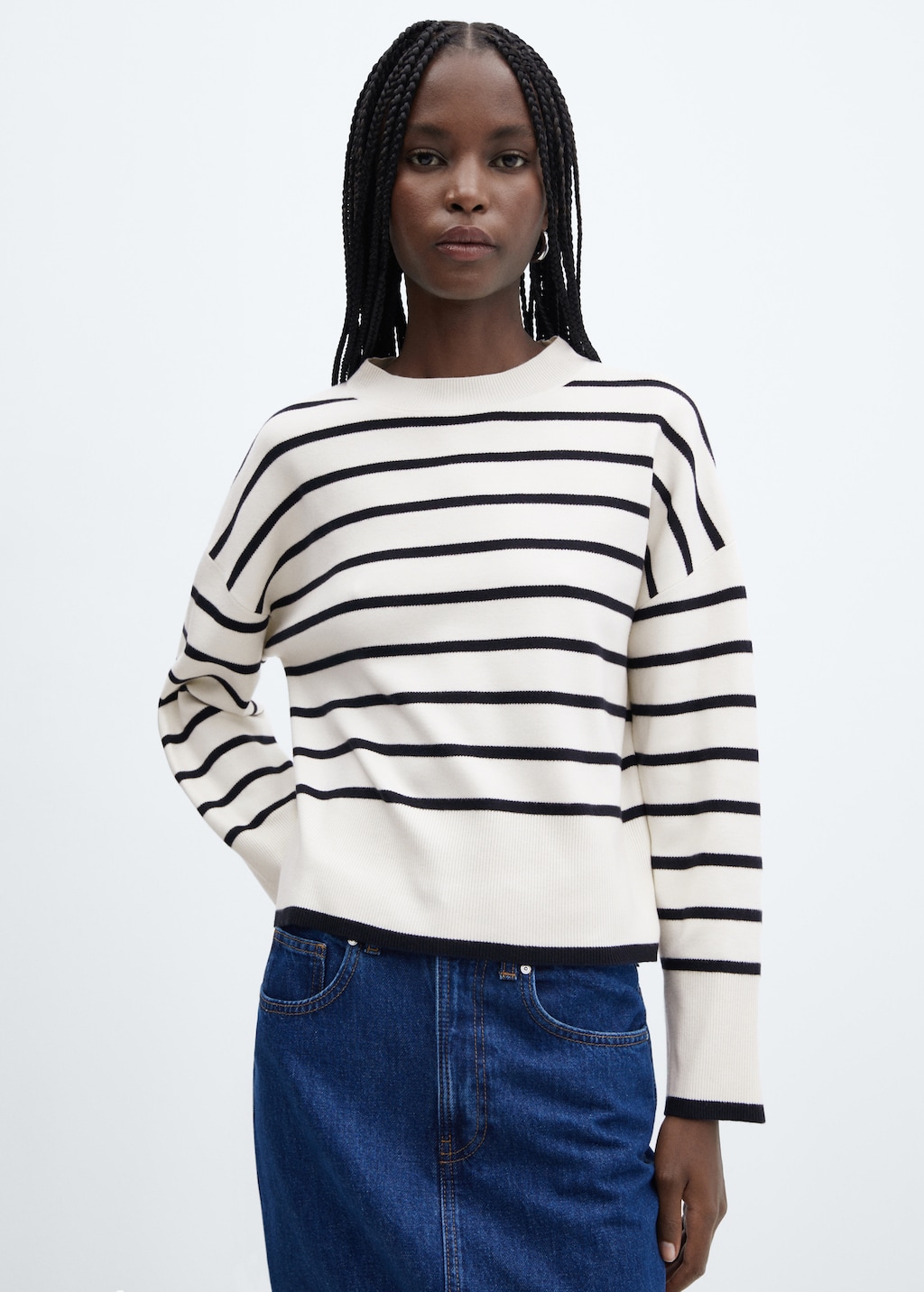 Gestreiftes Oversize-Sweatshirt - Mittlere Ansicht