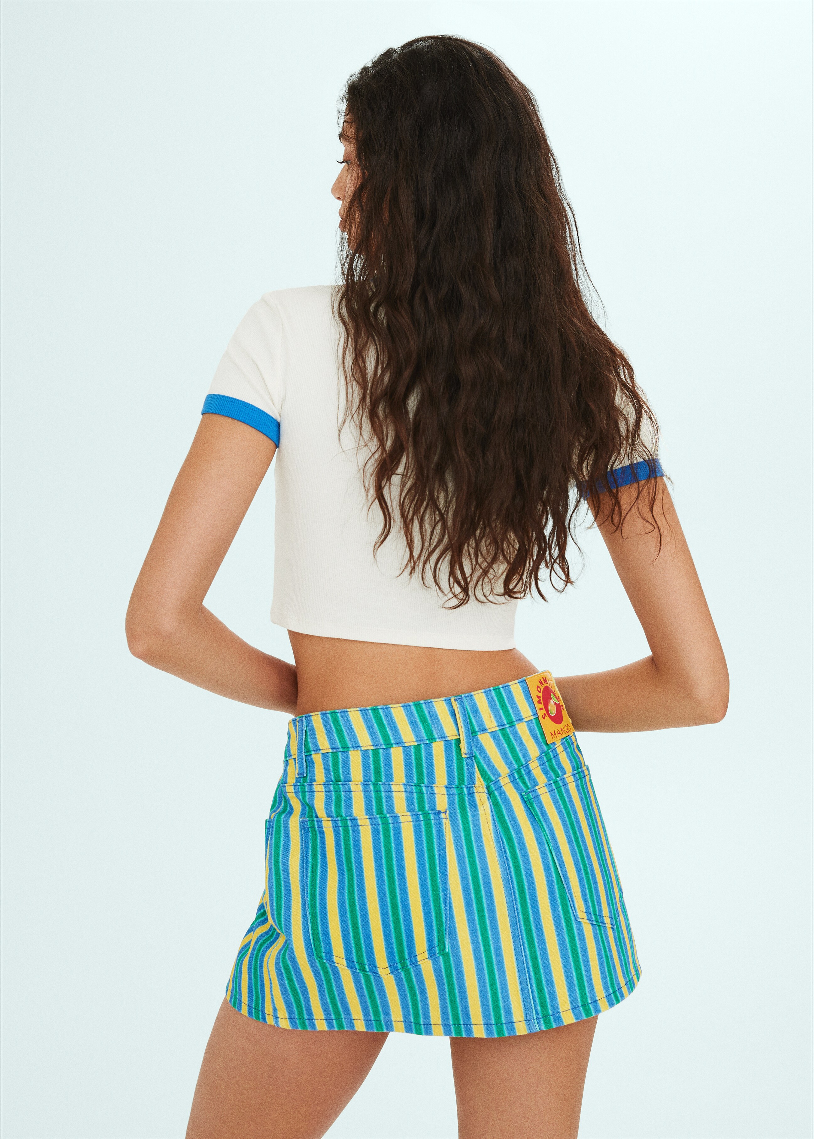 Multi-colored striped denim mini-skirt - Reverse of the article