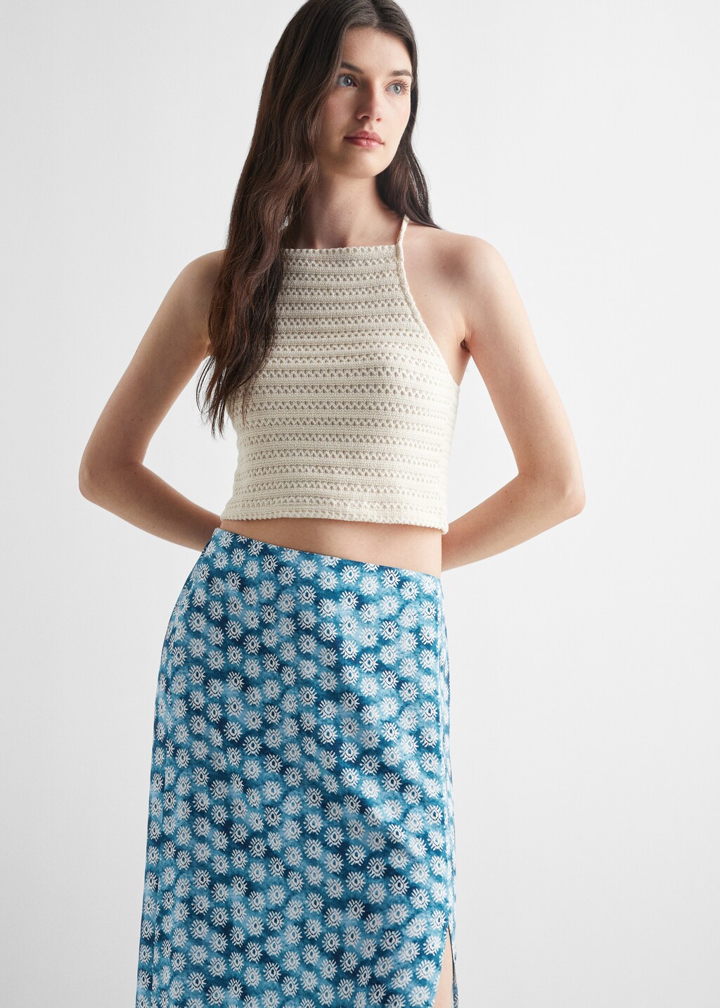 Slit printed long skirt - Medium plane