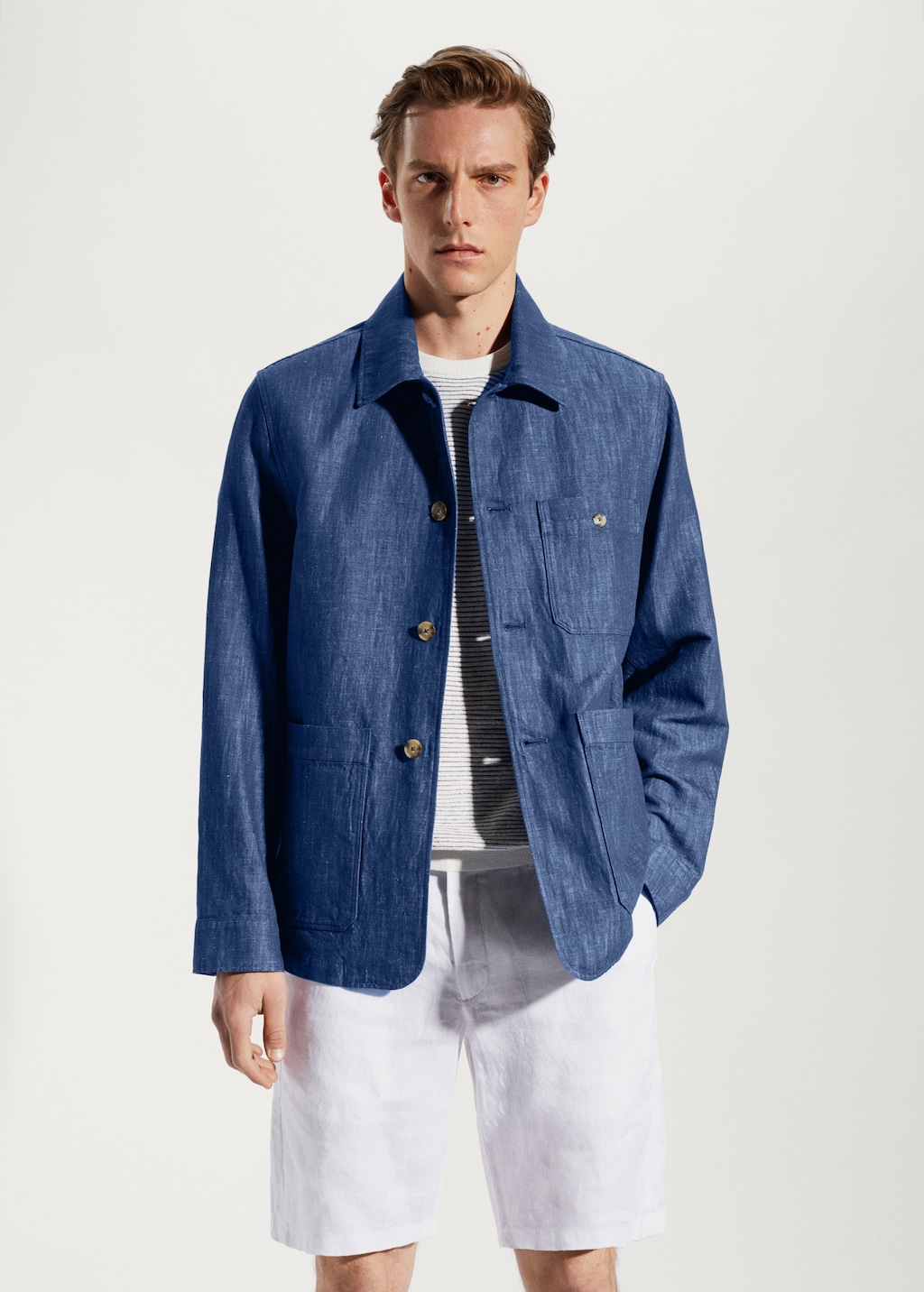 Cotton-linen jacket with pockets - Medium plane