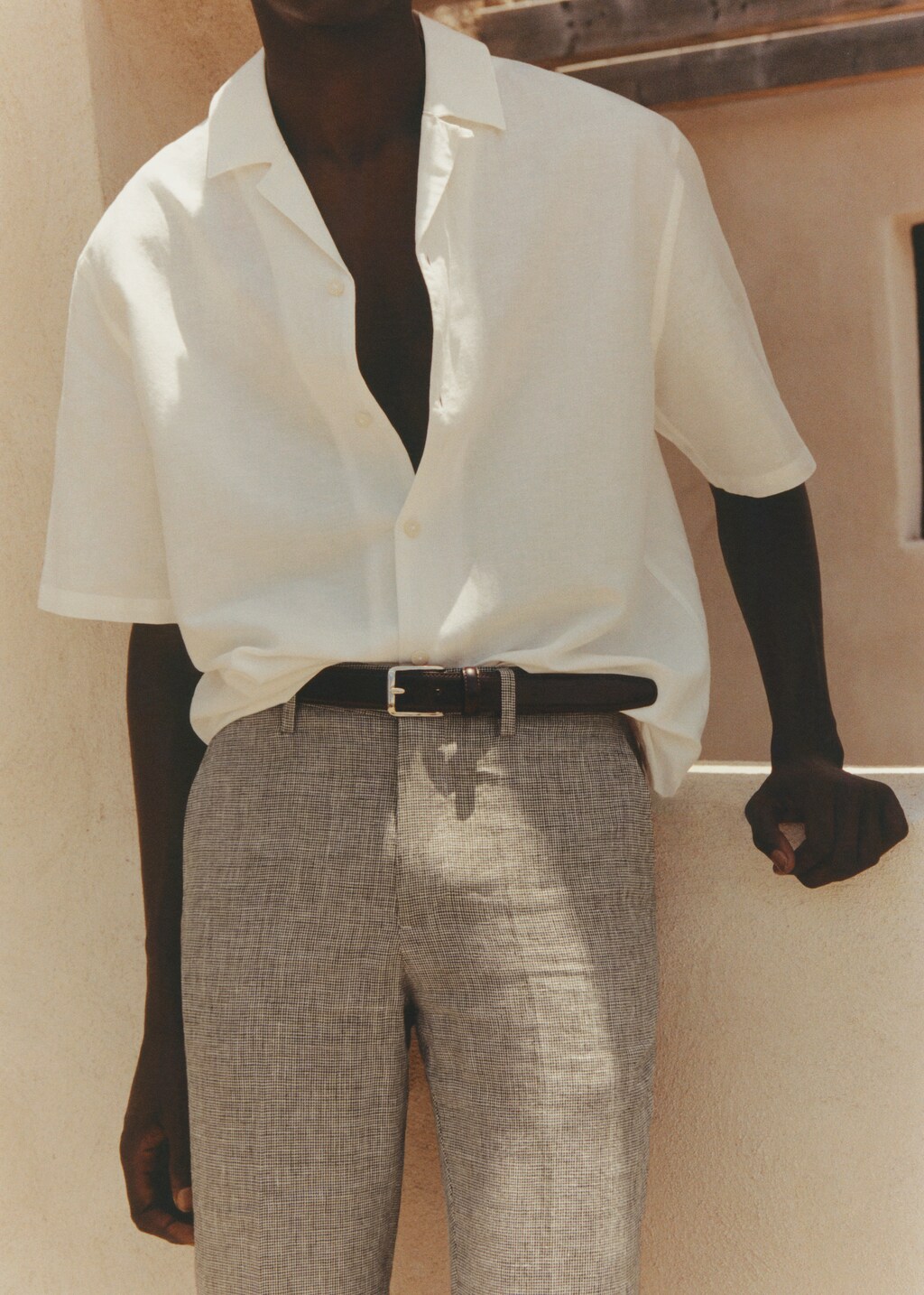 Cotton-linen bowling-collar shirt - Details of the article 5