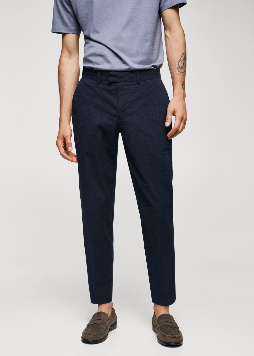 Pantalon slim fit seersucker stretch - Plan moyen