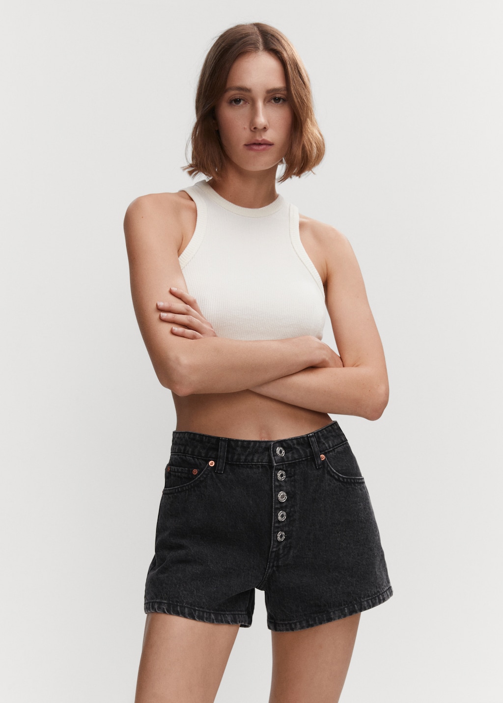 Short en jean boutons - Plan moyen