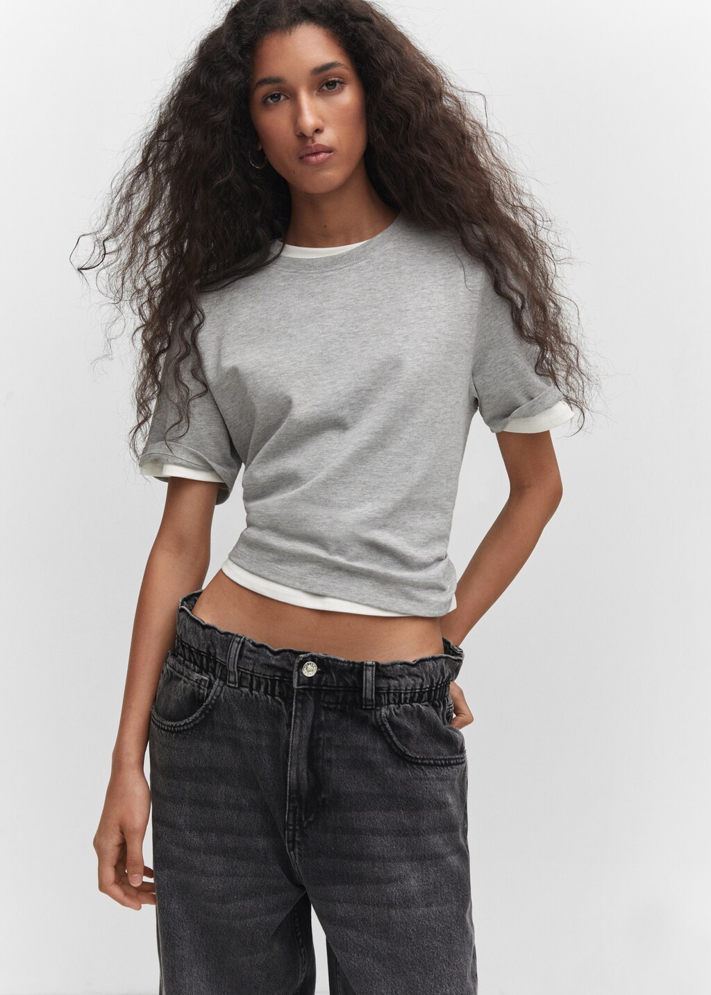 Waist straight Slouchy jeans - Details of the article 1