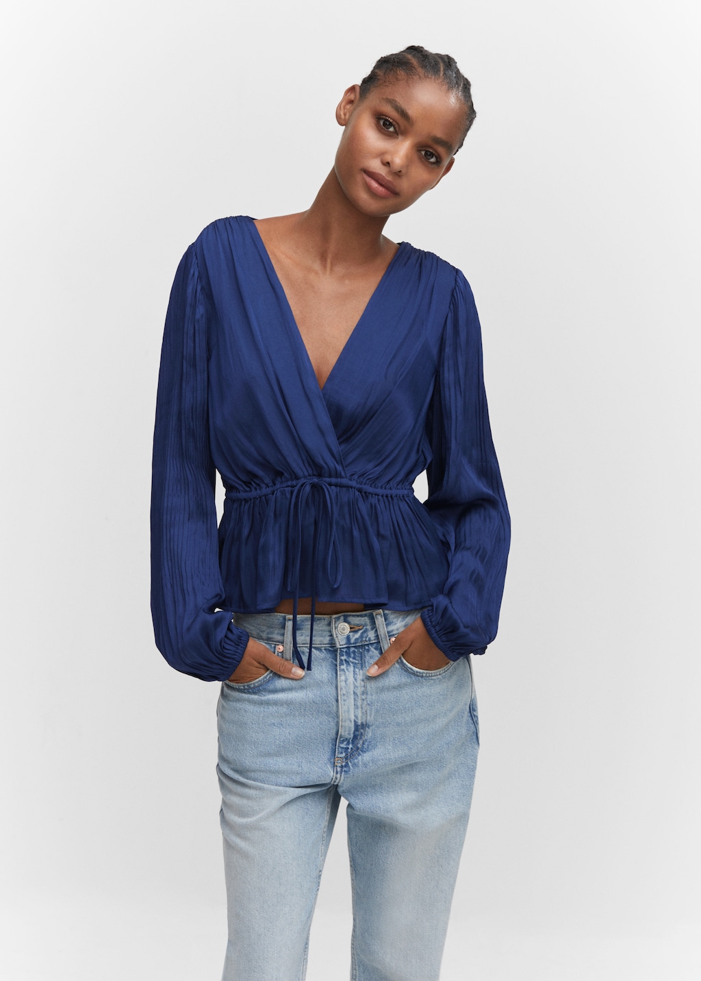 Satin wrap blouse - Medium plane