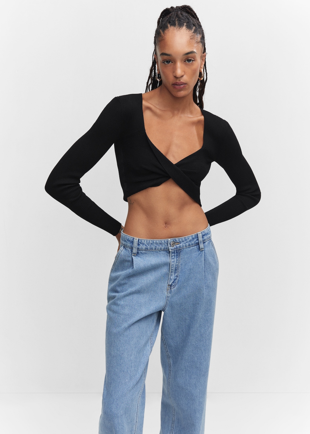 Double-breasted cropped sweater - Medium plane