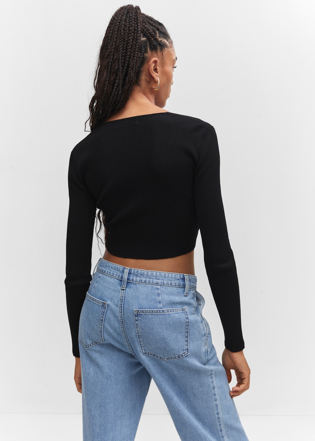 Double-breasted cropped sweater - Reverse of the article